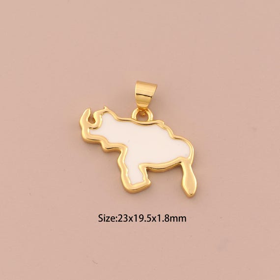 18K Gold Map Charms,Enamel Map Charms Pendants,Map Charm for DIY Jewelry Making Supply