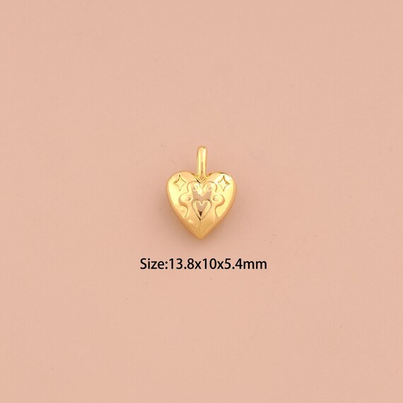 18K Gold Heart Charms,Love Charms Pendants,Heart Charm for DIY Jewelry Making Supply