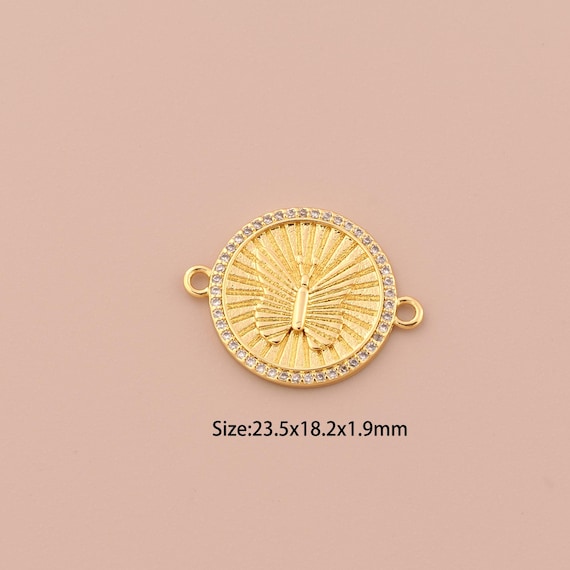 18K Gold Butterfly Connector,CZ Pave Insect Connector Charms,Butterfly Connector for DIY Jewelry Making Supply