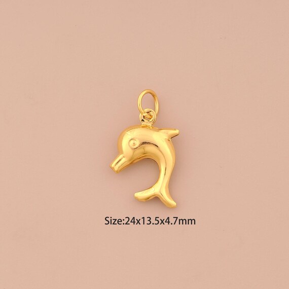 18K Gold Dolphin Charms,Marine Life Charms Pendants,Dolphin Charm for DIY Jewelry Making Supply