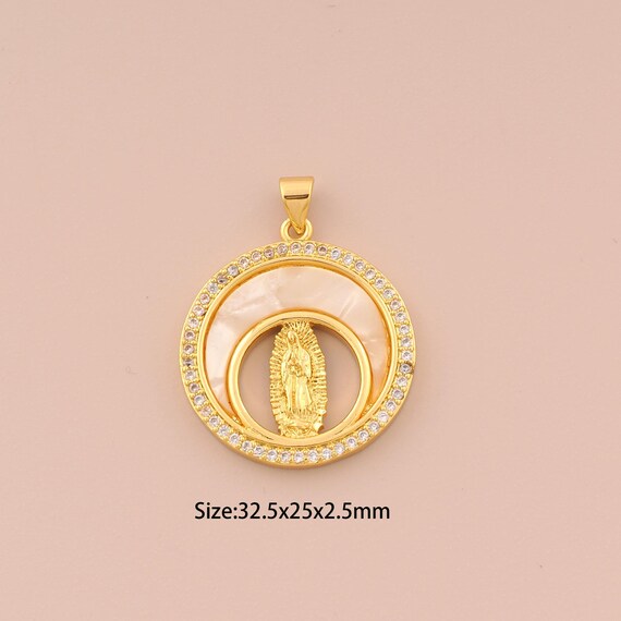 18K Gold Virgin Mary Charms,CZ Pave Religion Charms Pendants,Catholic Charm for DIY Jewelry Making Supply