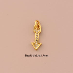 18K Gold Arrow Charms,CZ Pave Minimalist Charms Pendants,Arrow Charm for DIY Jewelry Making Supply