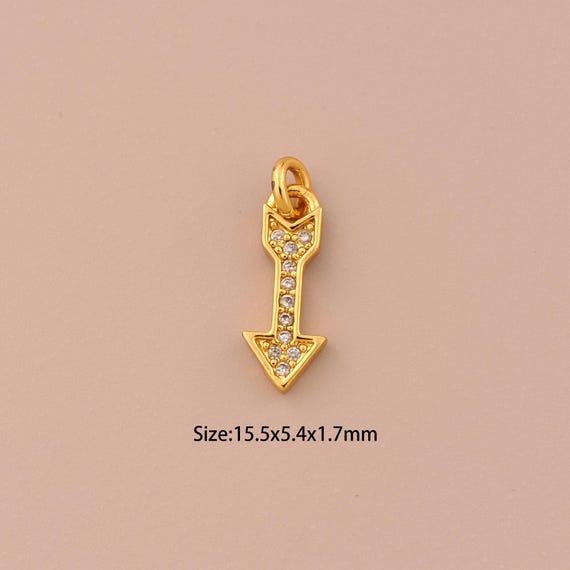18K Gold Arrow Charms,CZ Pave Minimalist Charms Pendants,Arrow Charm for DIY Jewelry Making Supply
