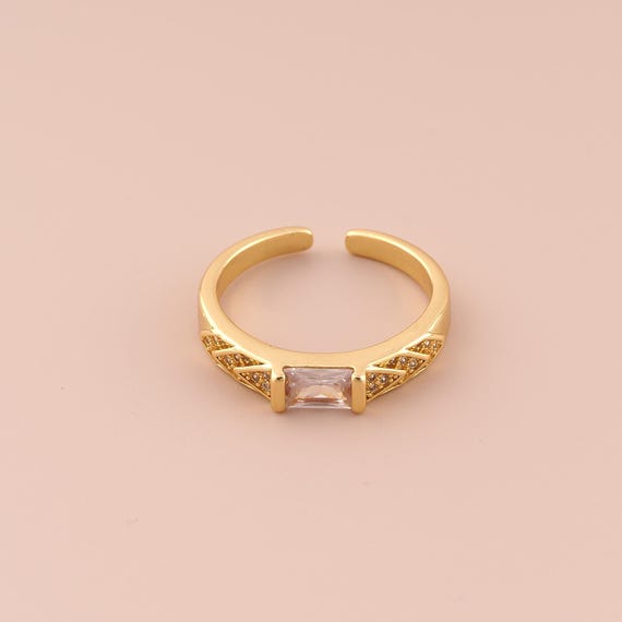 18K Gold Open Rings,Square Rings,Thick Gold Rings for DIY Jewelry Making Supply