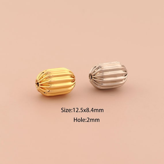 18K Gold Corrugated Spacer Bead,Tube Bead,Corrugated Bead for DIY Jewelry Making Supply