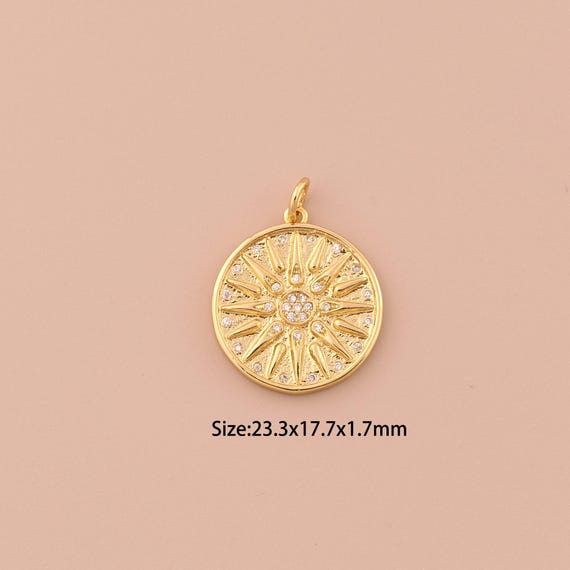 18K Gold Flower Charms,CZ Pave Minimalist Charms Pendants,Flower Charm for DIY Jewelry Making Supply