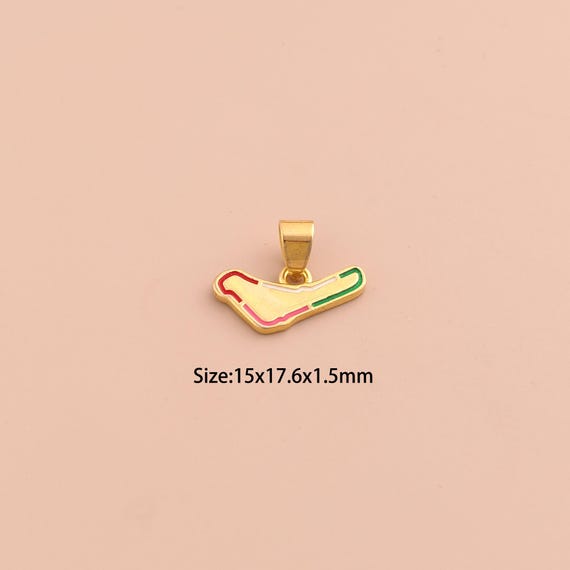 18K Gold Track Charms,F1 Track Charms Pendants,Enamel Track Charm for DIY Jewelry Making Supply