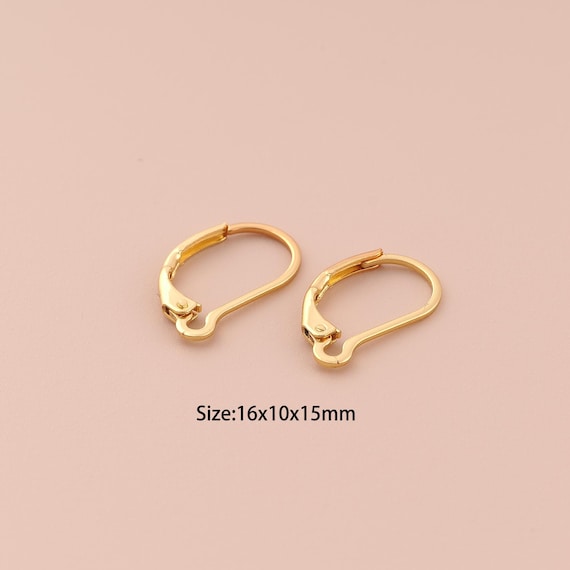 5 pair 18K Gold Leverback Earwires French Earring Hooks,Hypoallergenic Dangle Ear Wire Findings,for DIY Jewelry Making Supply