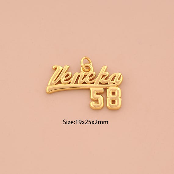 18K Gold Veneka 58 Charms,Letter Charms Pendants,Veneka 58 Charm for DIY Jewelry Making Supply