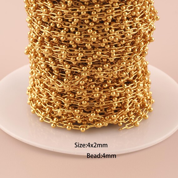3.28 Feet 18K Gold Ball Chain,Special Chain,Semi-Finished Chain for DIY Jewelry Making Supply