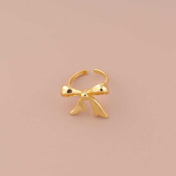 18K Gold Open Rings,Bow Rings,Thin Gold Rings for DIY Jewelry Making Supply