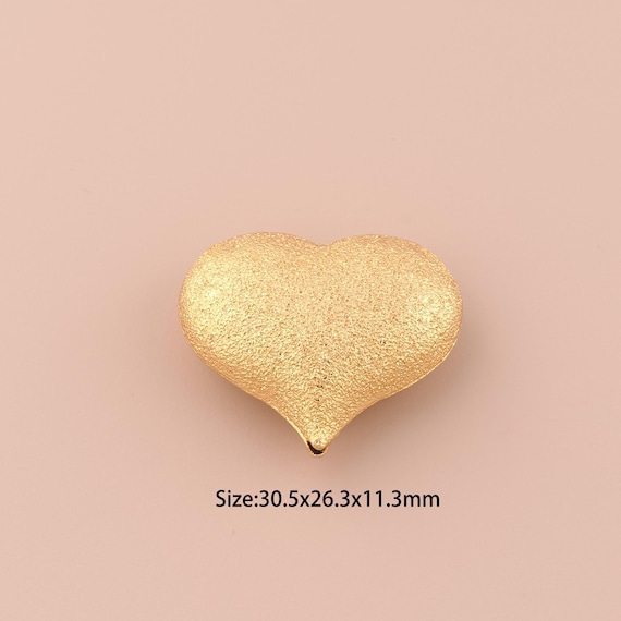 18K Gold Heart Pendant,Bead Charms,Love Charm for DIY Jewelry Making Supply