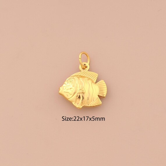 18K Gold Goldfish Charms,Tropical Fish Charms Pendants,Marine Life Charm for DIY Jewelry Making Supply