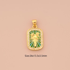 18K Gold Coconut Tree Charms,CZ Pave Coconut Tree Charms Pendants,Enamel Coconut Tree Charm for DIY Jewelry Making Supply