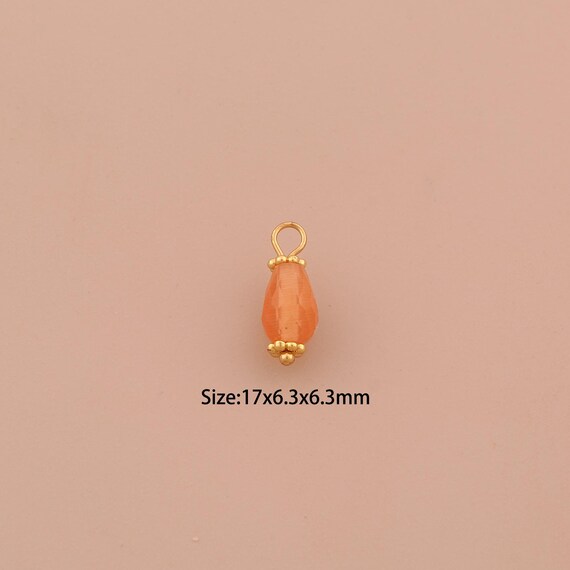 18K Gold Energy Stone Charms,Natural Stone Charms Pendants,Stone Charm for DIY Jewelry Making Supply