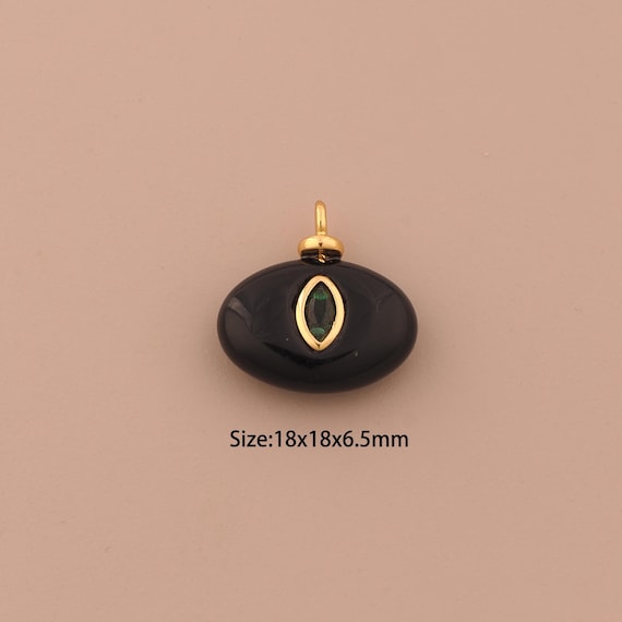 18K Gold Energy Stone Charms,Natural Stone Charms Pendants,Black Onyx Charm for DIY Jewelry Making Supply