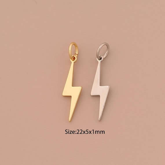 18K Gold Lightning Charms,Minimalist Charms Pendants,Lightning Charm for DIY Jewelry Making Supply