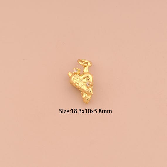 18K Gold Chili Charms,CZ Pave Pepper Charms Pendants,Chili Pepper Charm for DIY Jewelry Making Supply