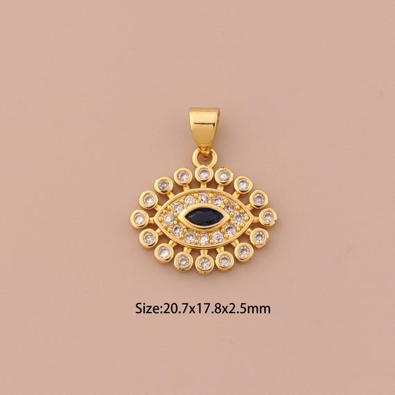18K Gold Evil Eye Charms,CZ Pave Devil Eye Charms Pendants,Eye Charm for DIY Jewelry Making Supply