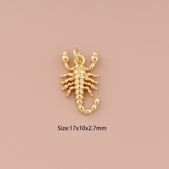 18K Gold Scorpion Charms,Minimalist Charms Pendants,Scorpion Charm for DIY Jewelry Making Supply