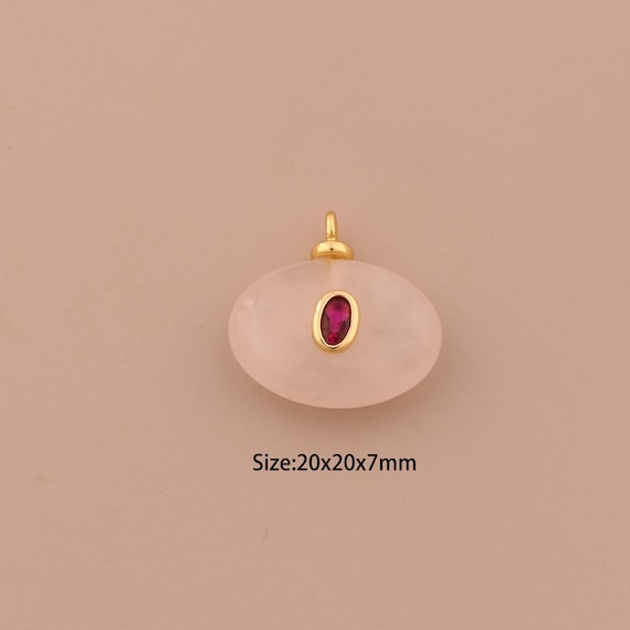 18K Gold Energy Stone Charms,Natural Stone Charms Pendants,Stone Charm for DIY Jewelry Making Supply