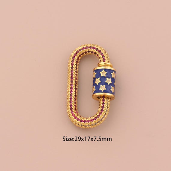 18K Gold Carabiner Clasp,CZ Pave Star Clasp,Carabiner Clasp for DIY Jewelry Making Supply