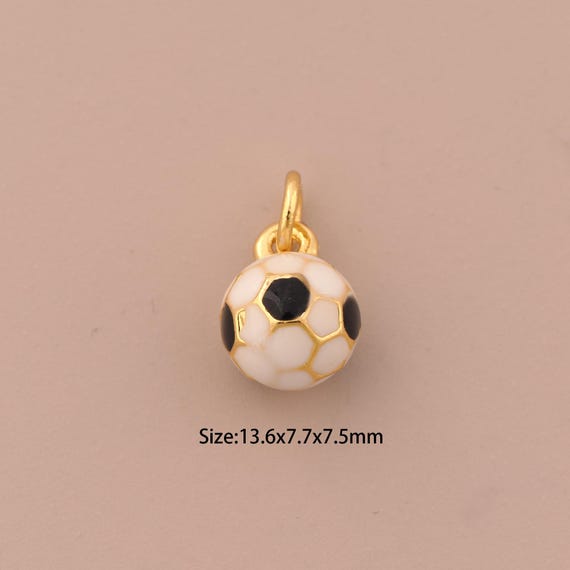 18K Gold Football Charms,Enamel Ball Charms Pendants,Football Charm for DIY Jewelry Making Supply