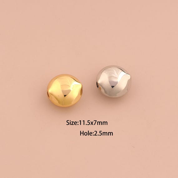 18K Gold Round Spacer Bead,Flat Bead,Round Flat Bead for DIY Jewelry Making Supply
