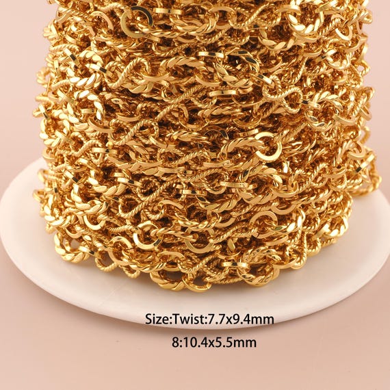 3.28 Feet 18K Gold Figure 8 Chain,Special Chain,Semi-Finished Chain for DIY Jewelry Making Supply