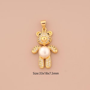18 kt gouden poppenbedels, CZ Pave-poppenbedels, poppenbedels voor het maken van sieraden maken: