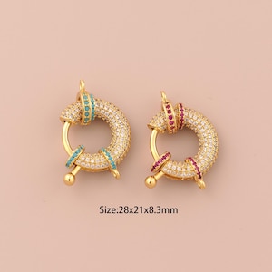18K Gold Sailor Clasp,CZ Pave Spring Clasp,Sailor Clasp for DIY Jewelry Making Supply