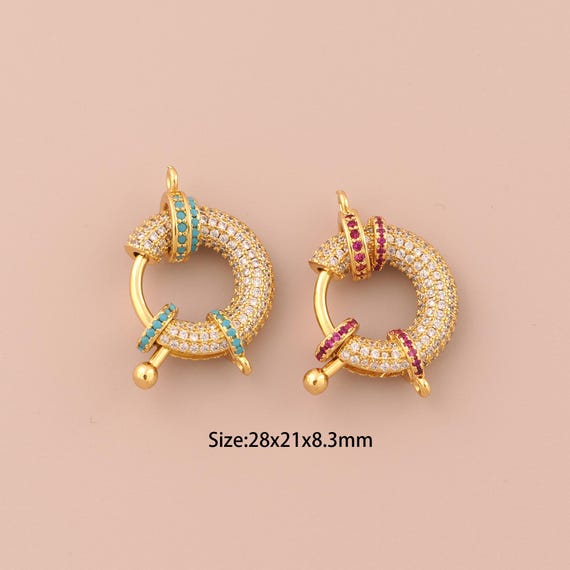 18K Gold Sailor Clasp,CZ Pave Spring Clasp,Sailor Clasp for DIY Jewelry Making Supply