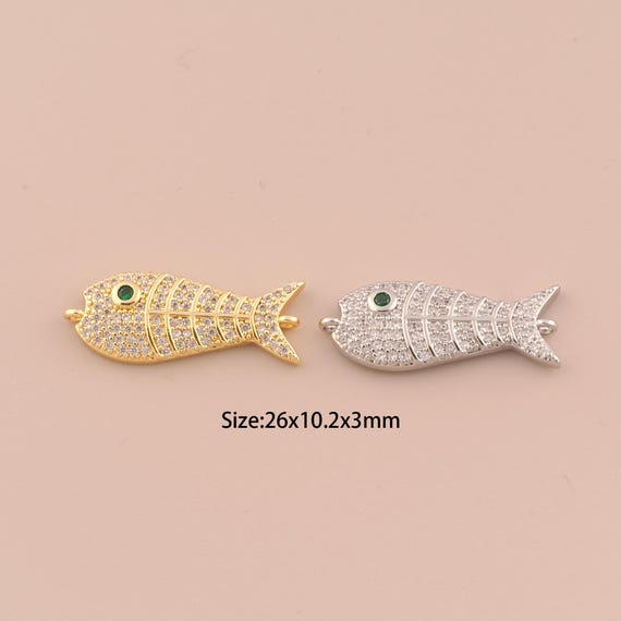 Gold Fish Connector,18K Gold Tropical Fish Connector,Fish Connector DIY Bracelet Necklace Jewelry Making Findings Supply
