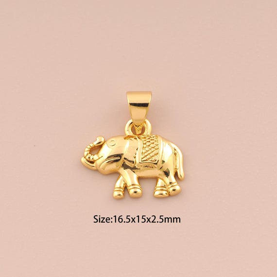 18K Gold Elephant Charms,Animal Charms Pendants,Elephant Charm for DIY Jewelry Making Supply