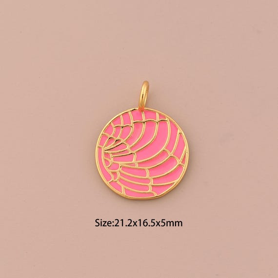 18K Gold Round Charms,Enamel Round Charms Pendants,Round Charm for DIY Jewelry Making Supply