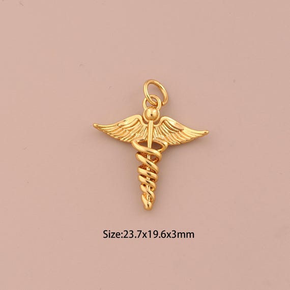 18K Gold Medical Symbol Charms,Medical Symbol Charms Pendants,Medical Symbol Charm for DIY Jewelry Making Supply