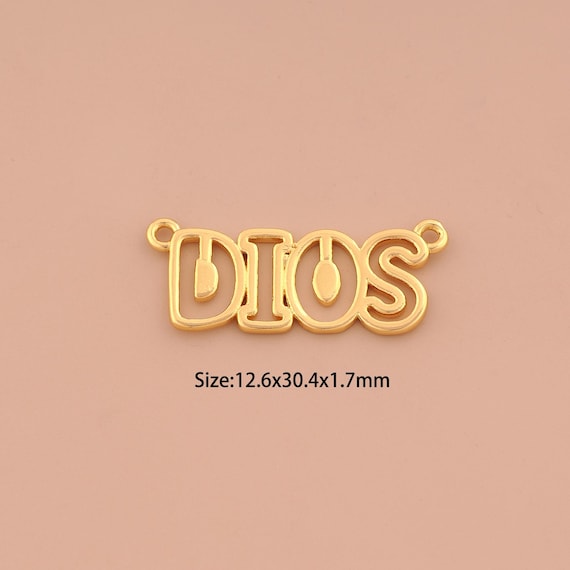 18K Gold DIOS Charms,Letter Charms Pendants,DIOS Charm for DIY Jewelry Making Supply