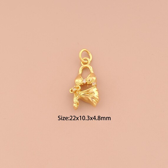 18K Gold Bikini Charms,CZ Pave Bikini Charms Pendants,Bikini Charm for DIY Jewelry Making Supply