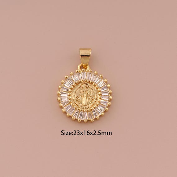 18K Gold Jesus Charms,CZ Pave Minimalist Charms Pendants,Christian Charm for DIY Jewelry Making Supply