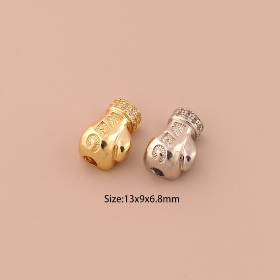 18K Gold Boxing Glove Spacer Bead,Minimalist Bead,Boxing Glove Bead for DIY Jewelry Making Supply
