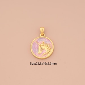 18K Gold Unicorn Charms,Enamel Unicorn Charms Pendants,Unicorn Charm for DIY Jewelry Making Supply