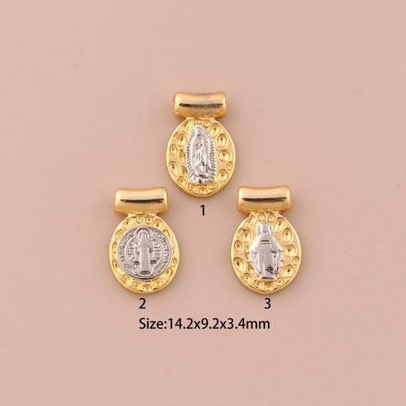 18K Gold Virgin Mary Charms,Religious Charms Pendants,Catholic Charm for DIY Jewelry Making Supply