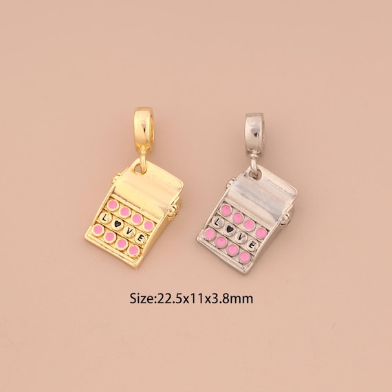 18K Gold Cosmetic Box Charms,Cosmetic Charms Pendants,Enamel Cosmetic Box Charm for DIY Jewelry Making Supply