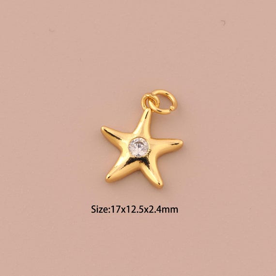 18K Gold Star Charms,CZ Pave Celestial Charms Pendants,Star Charm for DIY Jewelry Making Supply