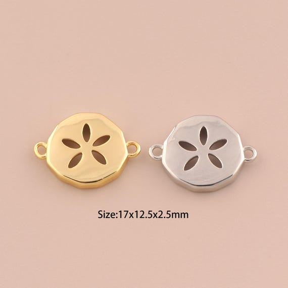 18K Gold Flower Connector,Minimalist Connector Charms,Round Connector for DIY Jewelry Making Supply