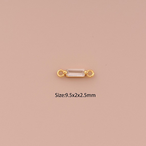 10 pcs 18K Gold Mini Square Connector,CZ Pave Minimalist Connector Charms,Square Connector for DIY Jewelry Making Supply