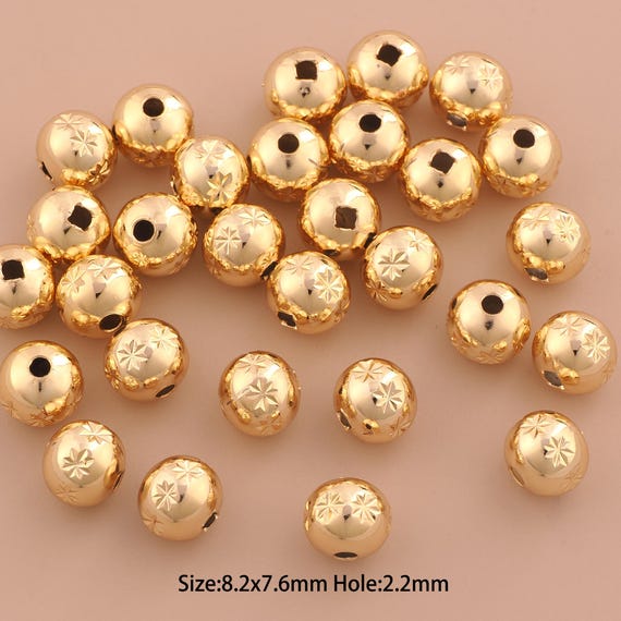 50 pcs 14K Gold Ball Spacer Bead,Round Bead,Gold Round Ball Bead for DIY Jewelry Making Supply
