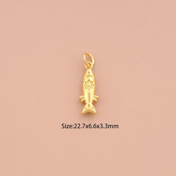 18K Gold Fish Charms,Marine Life Charms Pendants,Fish Charm for DIY Jewelry Making Supply
