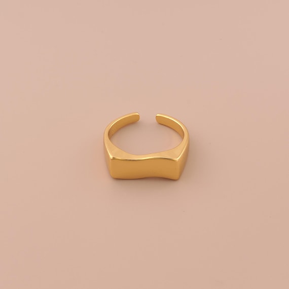 18K Gold Open Rings,Signet Rings,Thick Gold Rings for DIY Jewelry Making Supply