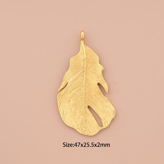 18K Gold Leaf Charms,Leaf Charms Pendants,Leaf Charm for DIY Jewelry Making Supply